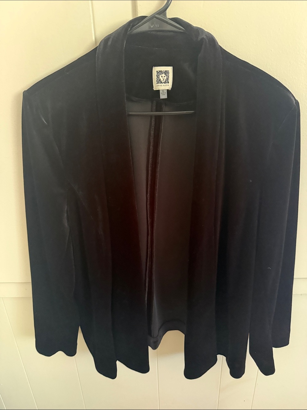 Anne Klein Black Velvet Open-Front Blazer